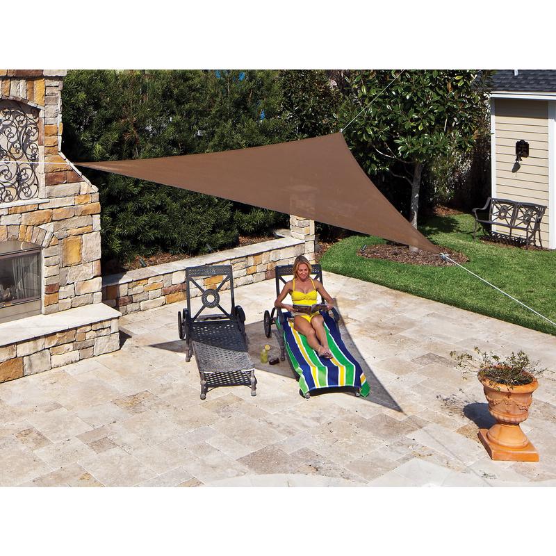 Coolaroo Ready-To-Hang Polyethylene Mocha Triangle Shade Sail Canopy 16.5 ft. H X 16.5 ft. W X 16.5