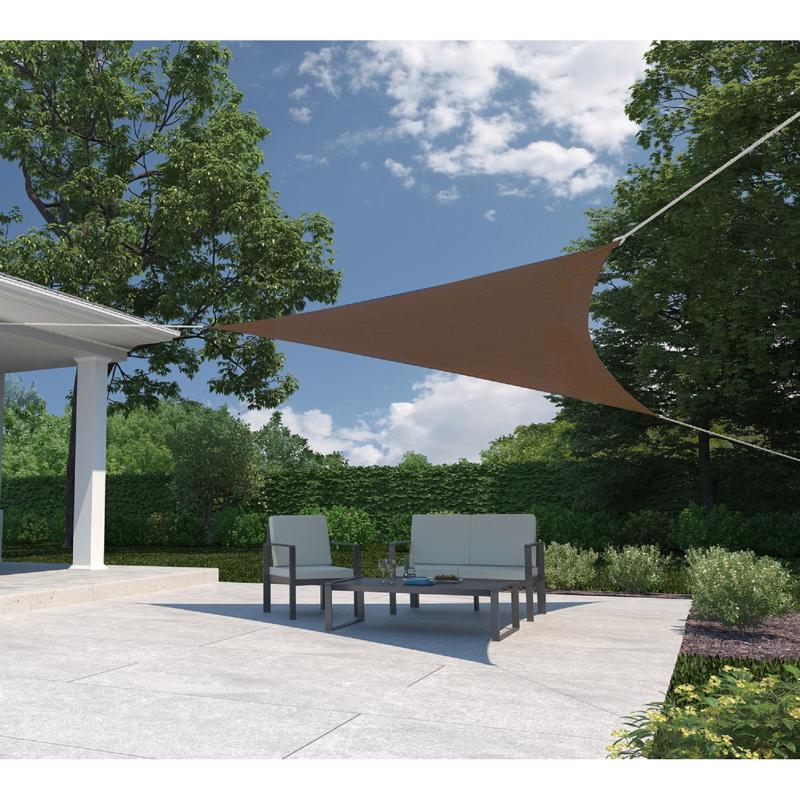 Coolaroo Ready-To-Hang Polyethylene Mocha Triangle Shade Sail Canopy 16.5 ft. H X 16.5 ft. W X 16.5