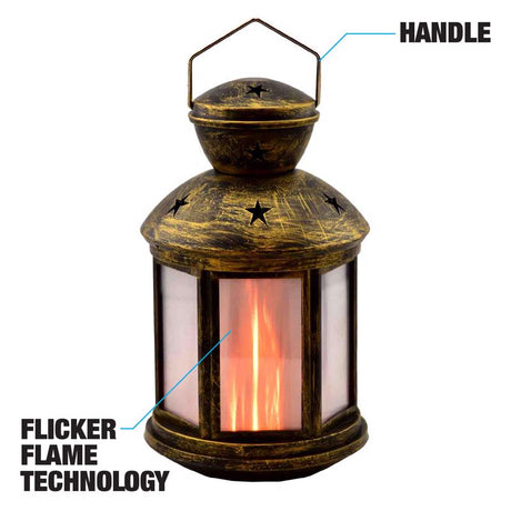 Blazing LEDz 8.5 in. Plastic Colonial Flicker Flame Assorted Flameless Lantern