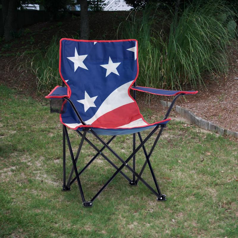 QuikShade Red/White/Blue USA Classic Folding Quad Chair