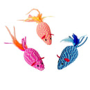 Spot Elasteeez Assorted Rope/Rubber Mouse With Feather Cat Toy Small Sizes 1 pk