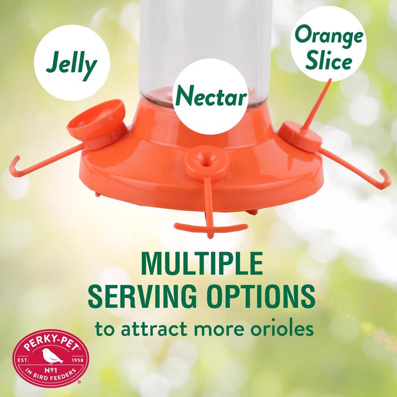 Perky-Pet Oriole 30 oz Glass/Plastic Nectar Feeder 4 ports
