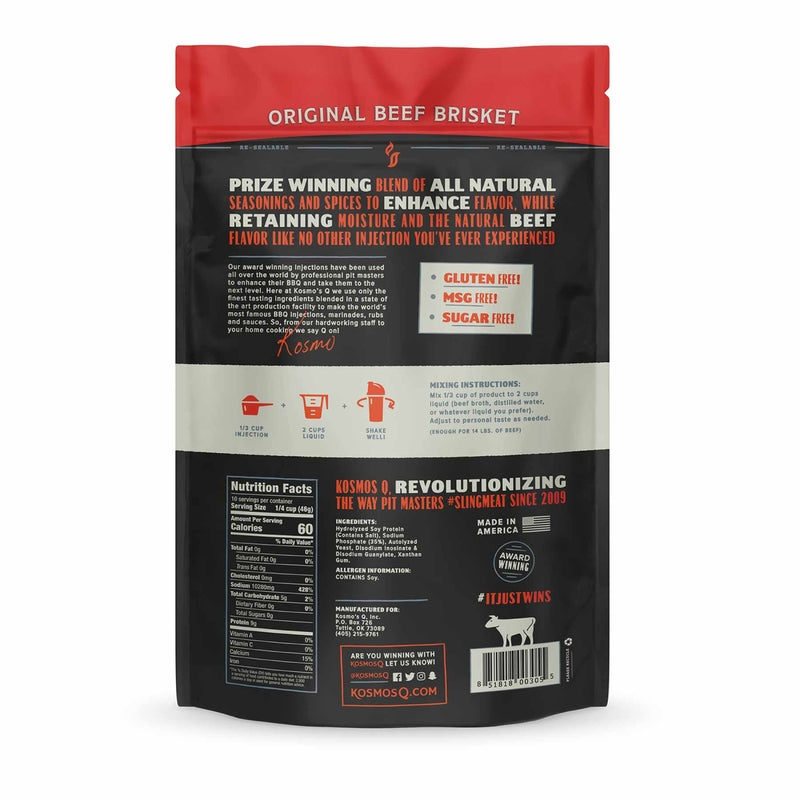 Kosmos Q Injections Original Beef Brisket Marinade Mix 16 oz