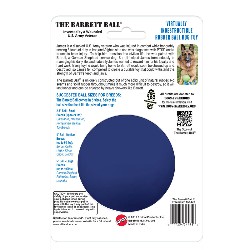 Spot Blue Rubber Barrett Ball Dog Toy Medium 1 pk