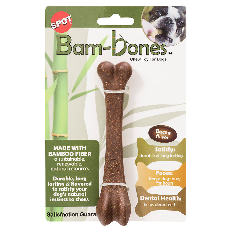 Spot Brown Bamboo Fibers Bacon Bone Pet Toy Medium 1 pk