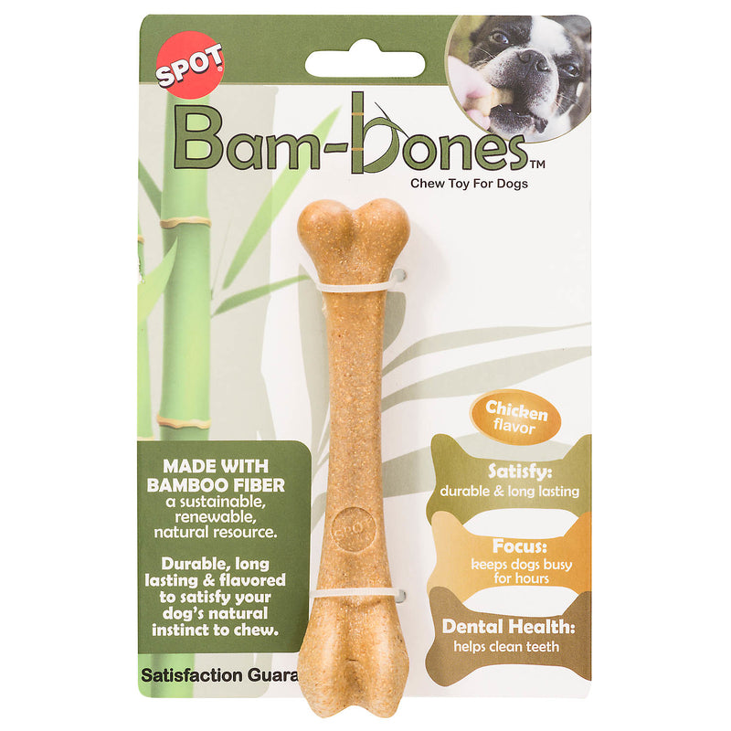 Spot Bam-Bones Beige Bamboo Fibers Bone Chew Dog Toy Medium 1 pk