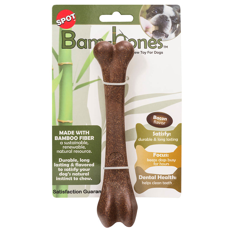 Spot Brown Bamboo Fibers Bacon Bone Pet Toy Large 1 pk