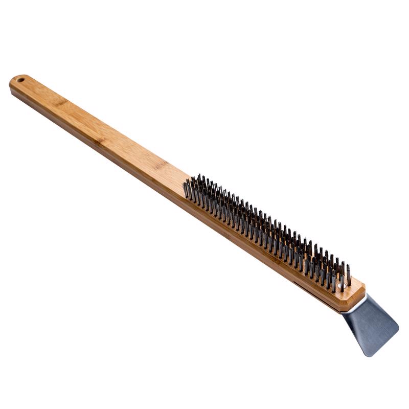 GRILL BRUSH W/SCRAPR BRN