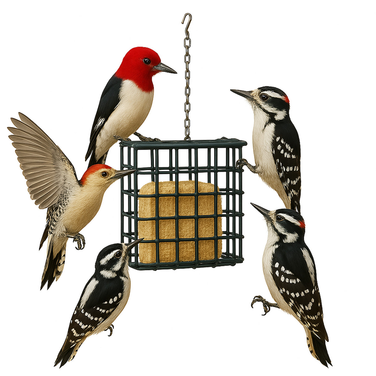 Complete Bird Feeder Starter Kit – Includes Suet Cage, 8 oz Hummingbird Nectar Feeder & 1.7 lb Wild Bird Hopper Feeder, Easy to Use for Backyard Birdwatching