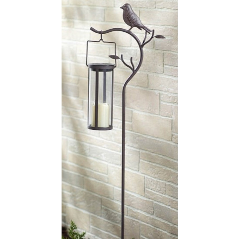 Smart Living 45 in. Solar Power Metal Provence Bird Bronze Hanging Lantern