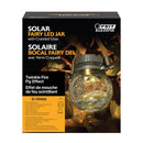 Feit Solar Fixtures 3.7 in. Solar Power Glass Round Coach Lantern Clear Crackle Jar w/Fairy Lights