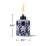 TIKI Blue/White Glass 5.75 in. Tiedye Tabletop Torch 1 pc