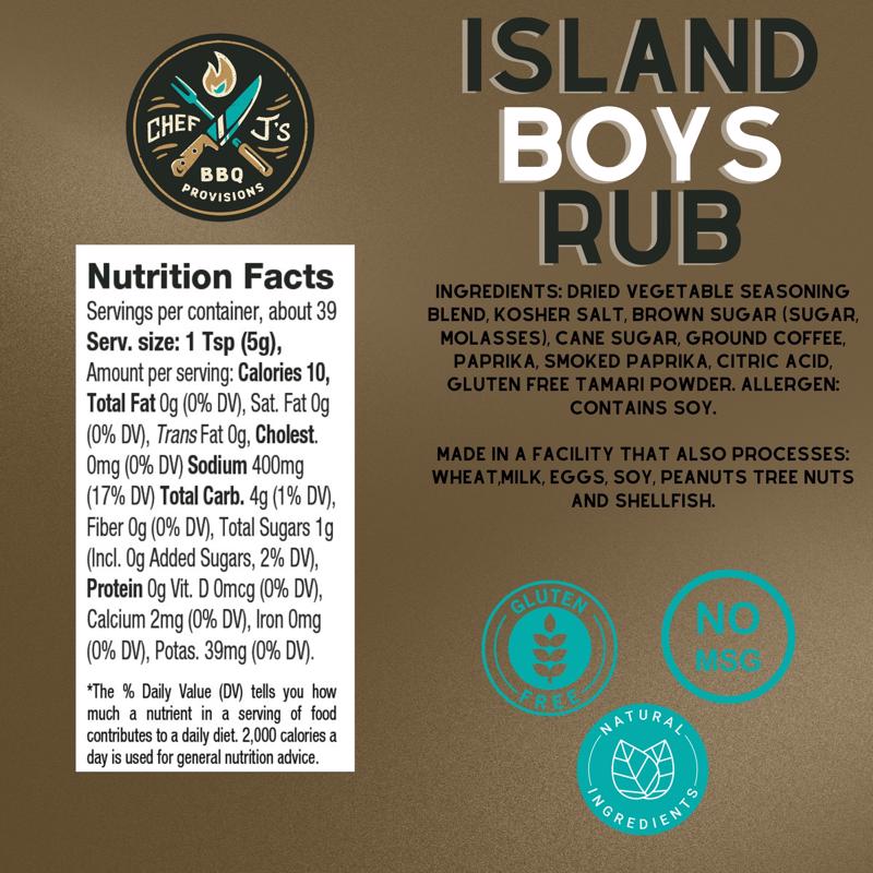 Chef J's BBQ Provisions Island Boys Coffee BBQ Rub 7 oz