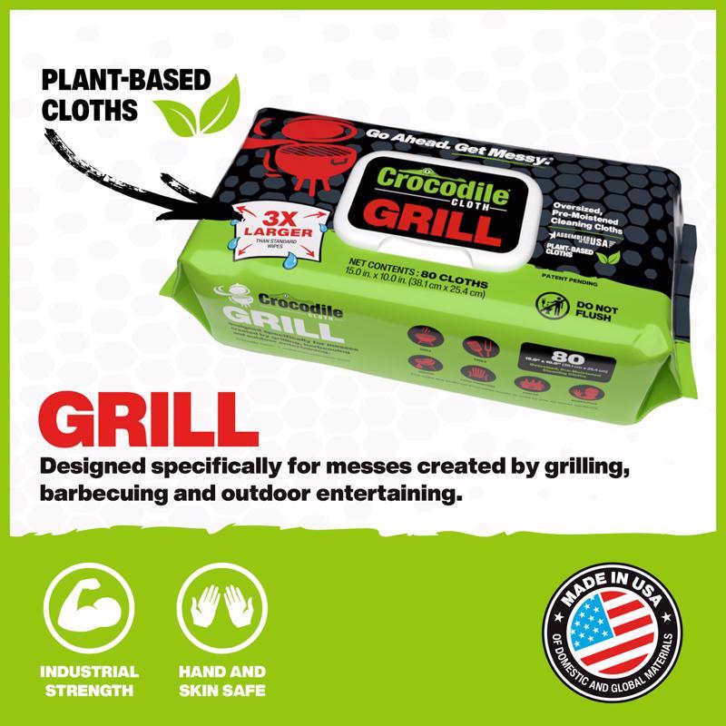 Crocodile Cloth Grill Wipes 80 wipes 3.5 in. H X 15 in. L X 10 in. W 1 pk