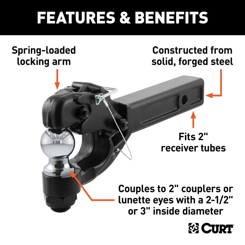 CURT 2 in. Receiver-Mount Ball and Pintle Hitch