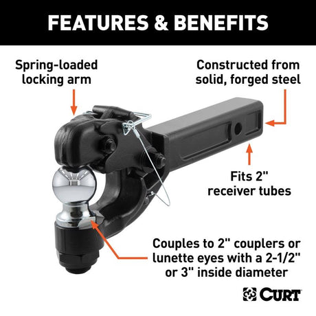 CURT 2 in. Receiver-Mount Ball and Pintle Hitch