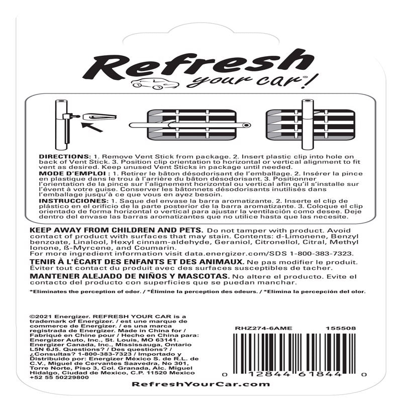 Refresh Your Car! Fresh Clover Scent Car Vent Clip Solid 6 pk