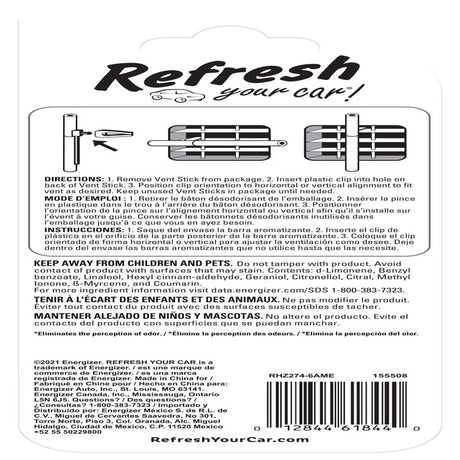 Refresh Your Car! Fresh Clover Scent Car Vent Clip Solid 6 pk