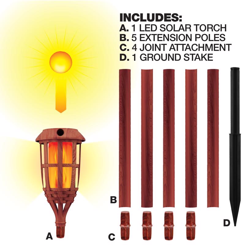 Blazing LEDz Amber Metal 57 in. Flickering Flame Bamboo Torch 1 pk