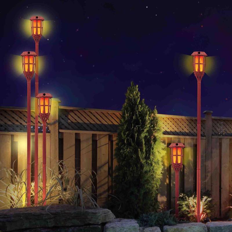 Blazing LEDz Amber Metal 57 in. Flickering Flame Bamboo Torch 1 pk