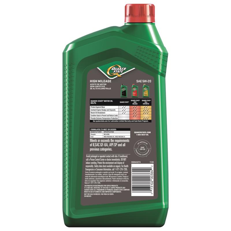 Quaker State Defy 5W-20 Gasoline Synthetic Blend Motor Oil 1 qt 1 pk