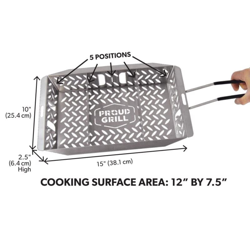 Proud Grill UltraVersatile Stainless Steel Grill Basket 15 in. L X 10 in. W 1 pk