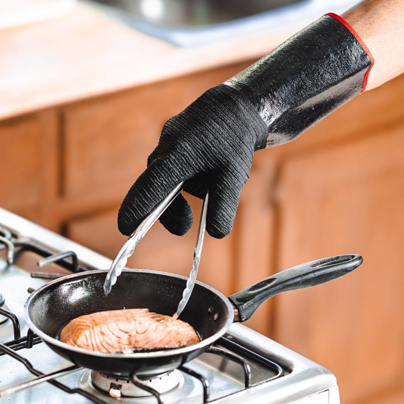 Grill Armor Gloves Black Fabric/Silicone Oven Mitt