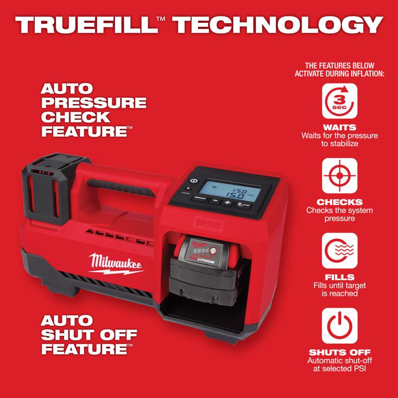 Milwaukee M18 18 V 150 psi Tire Inflator