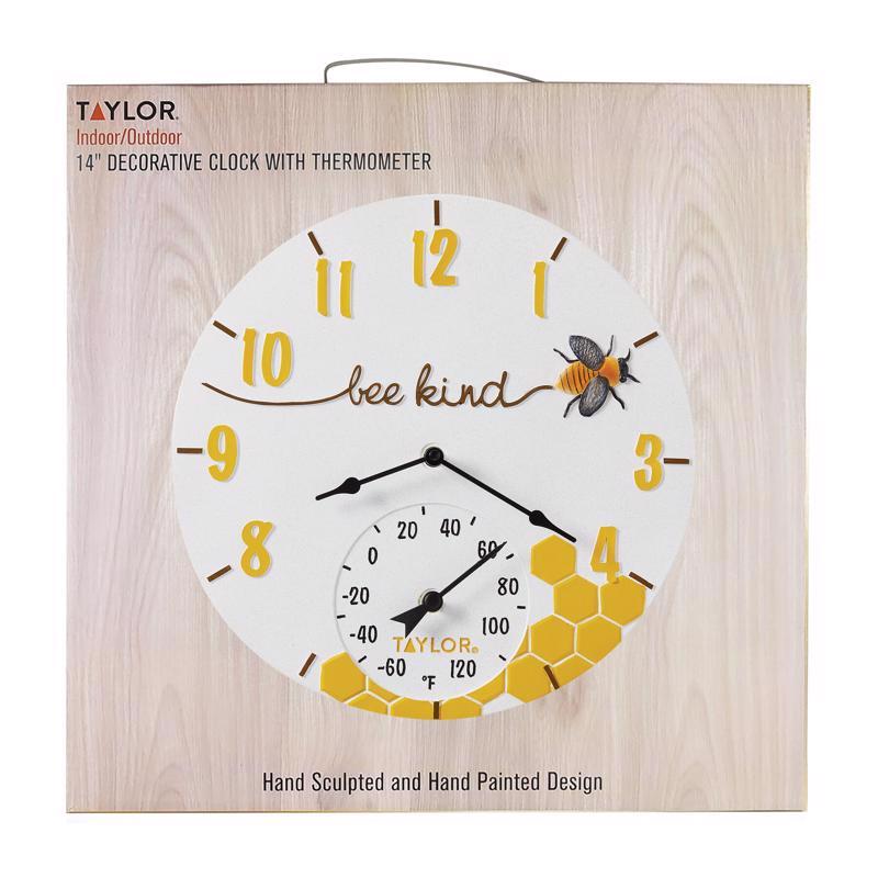 CLOCK/THERM BEE KIND 14"