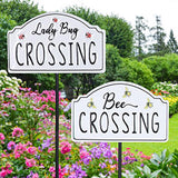 Exhart Black/White Metal 26 in. H Lady Bug and Bee Crossing Yard Stake