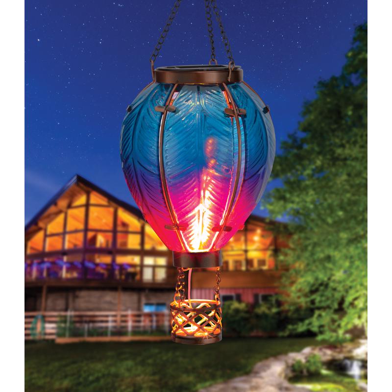 Regal Art & Gift Blue/Pink Glass/Metal 15 in. H Hot Air Balloon Lantern