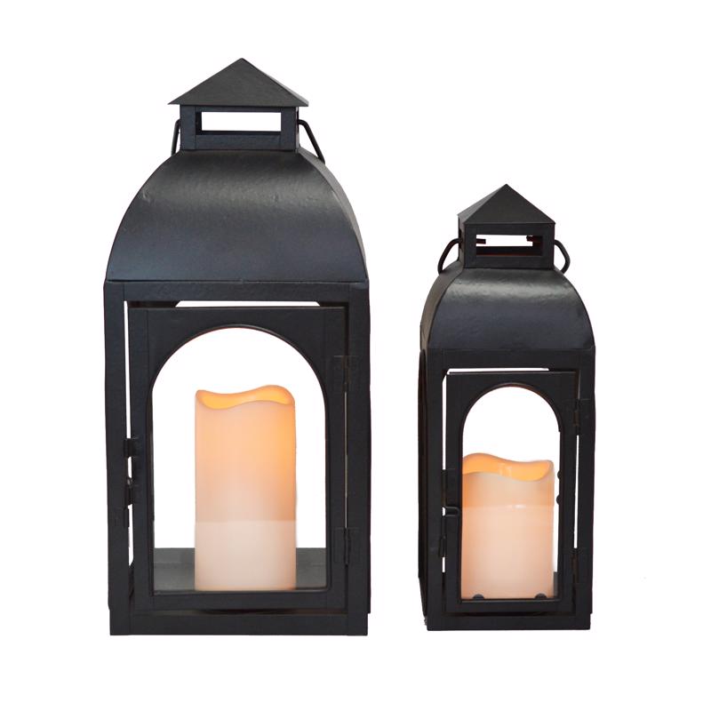 LED CNDL LNTRN BLK 2PK