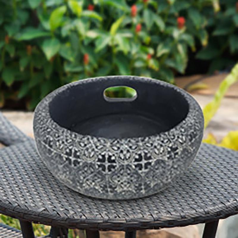 Exhart Black/Gray Resin Echo Dot Holder Outdoor Decoration