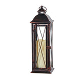 Smart Living 16 in. Glass/Metal Siena Bronze LED Candle Lantern