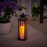 Smart Living 16 in. Glass/Metal Siena Bronze LED Candle Lantern