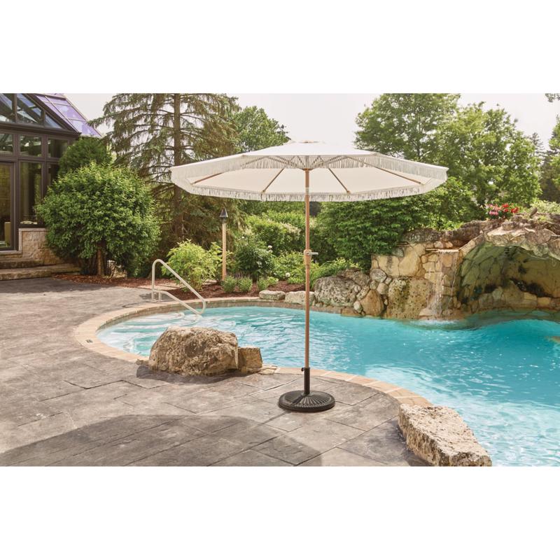 Living Accents 9 ft. Tiltable White Patio Umbrella