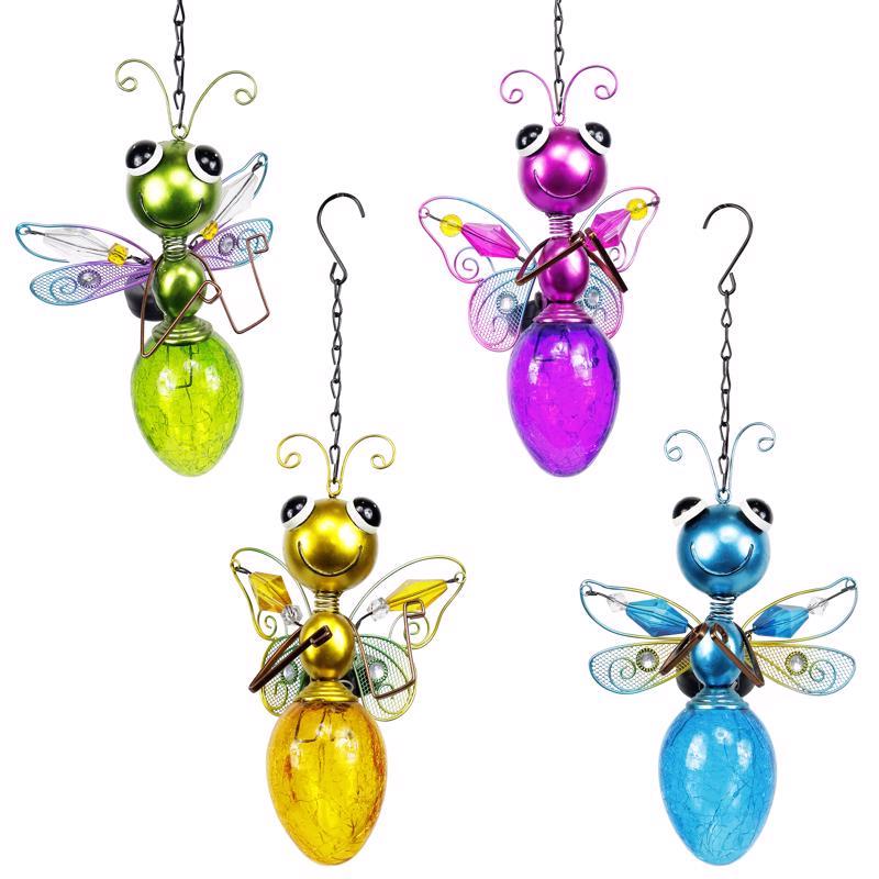 Alpine Assorted Glass/Metal 16 in. H Hanging Firefly Outdoor Decoration
