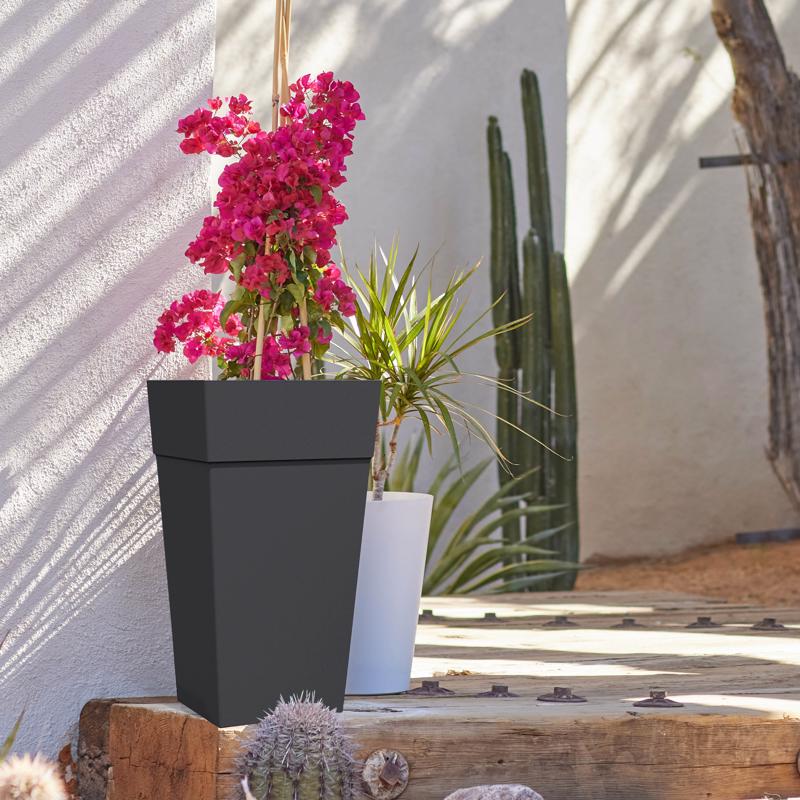 Bloem Finley 25 in. H X 14.65 in. W X 14.65 in. D Resin Tall Tapered Planter Black