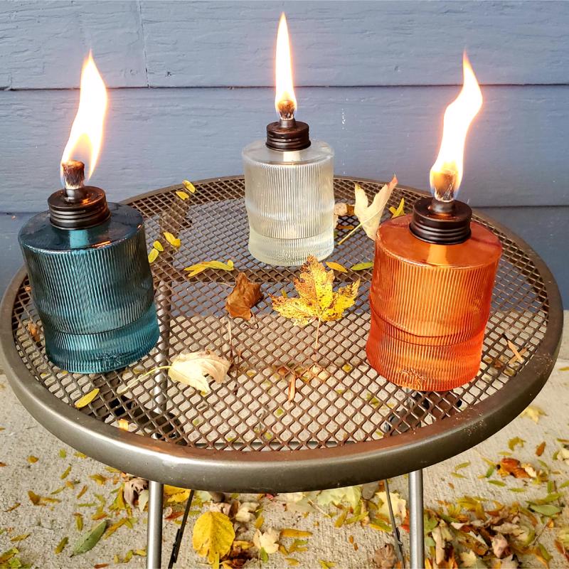 TIKI Assorted Glass 5.8 in. Carved Tabletop Torch 1 pc