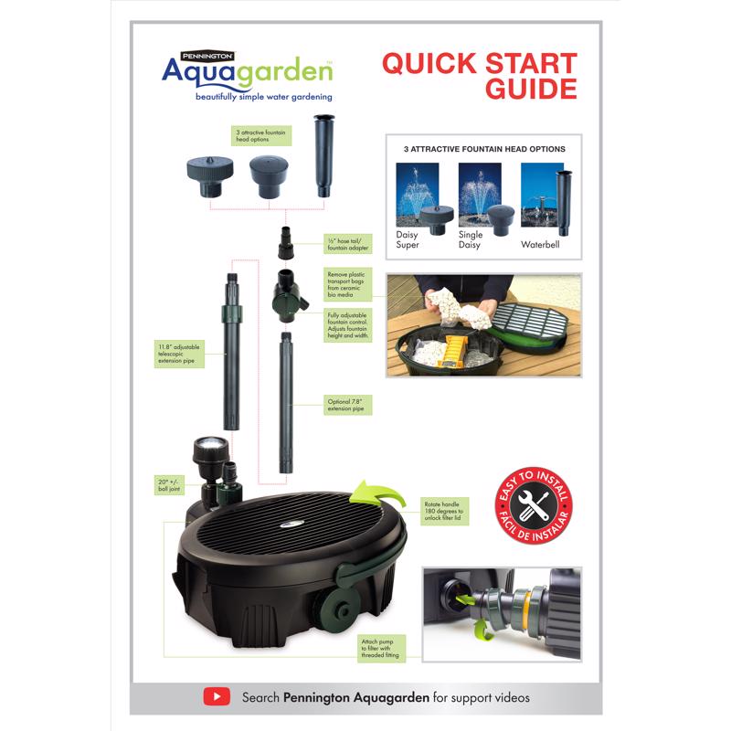 Pennington Aquagarden 1 ft. 0.4 HP 190 gph 120 V Pond Pump Kit