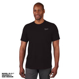 Milwaukee XXL Short Sleeve Men's Crew Neck Black Hybrid Work Tee Shirt