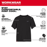 Milwaukee L Short Sleeve Men's Crew Neck Black Hybrid Work Tee Shirt