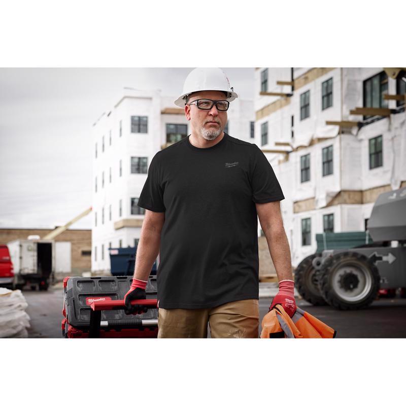 Milwaukee L Short Sleeve Men's Crew Neck Black Hybrid Work Tee Shirt
