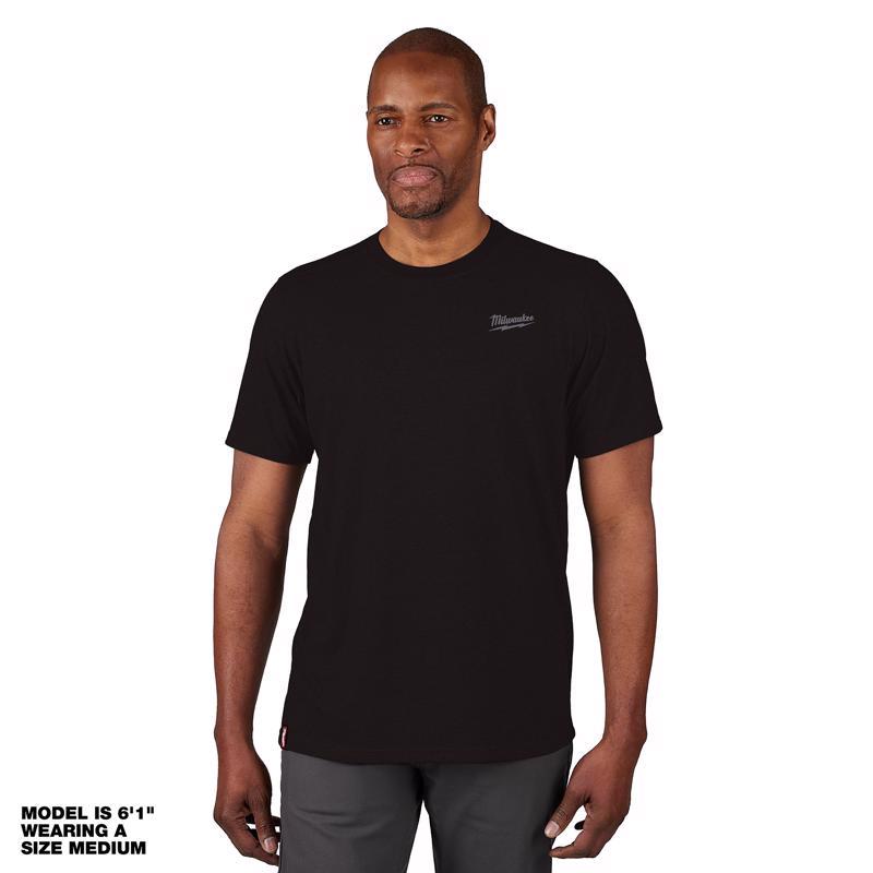Milwaukee M Short Sleeve Men's Crew Neck Black Hybrid Work Tee Shirt