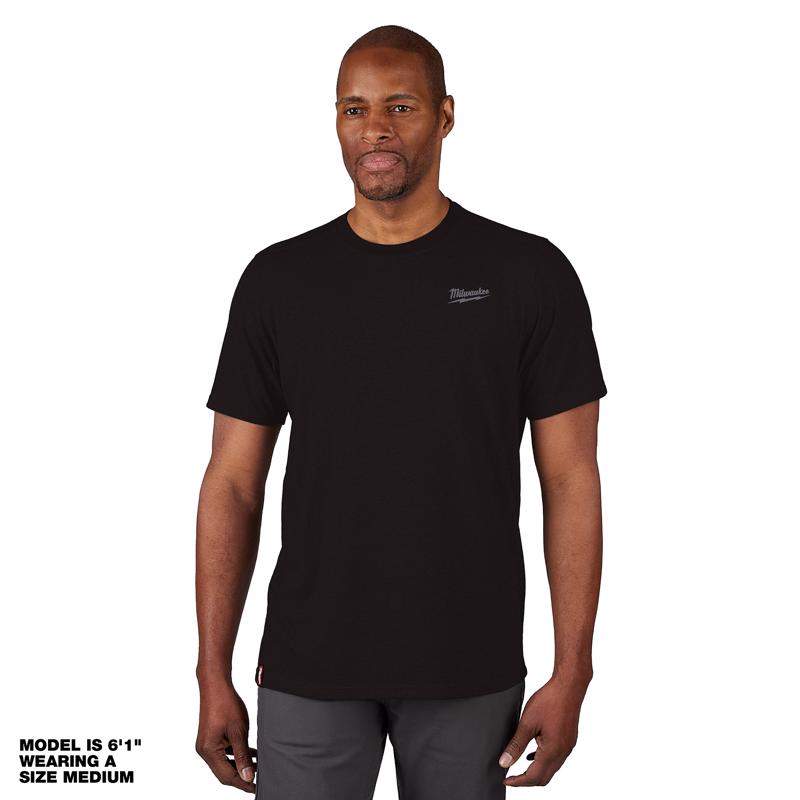 Milwaukee XL Short Sleeve Men's Crew Neck Black Hybrid Work Tee Shirt