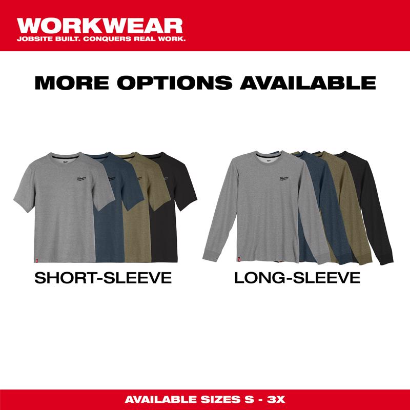 Milwaukee L Short Sleeve Men's Crew Neck Gray Hybrid Work Tee Shirt