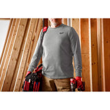 Milwaukee XXL Long Sleeve Men's Crew Neck Gray Hybrid Work Tee Shirt