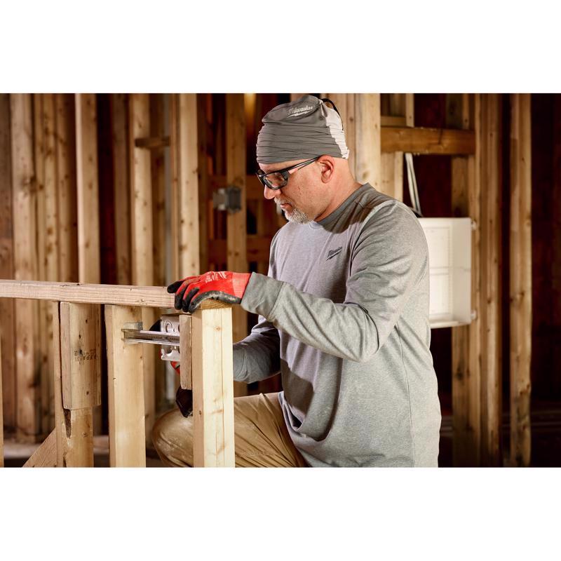 Milwaukee M Long Sleeve Men's Crew Neck Gray Hybrid Work Tee Shirt