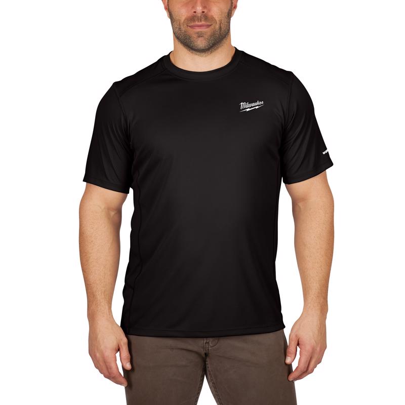 Milwaukee Workskin XXL Short Sleeve Men's Crew Neck Black Lightweight Performance Tee Shirt