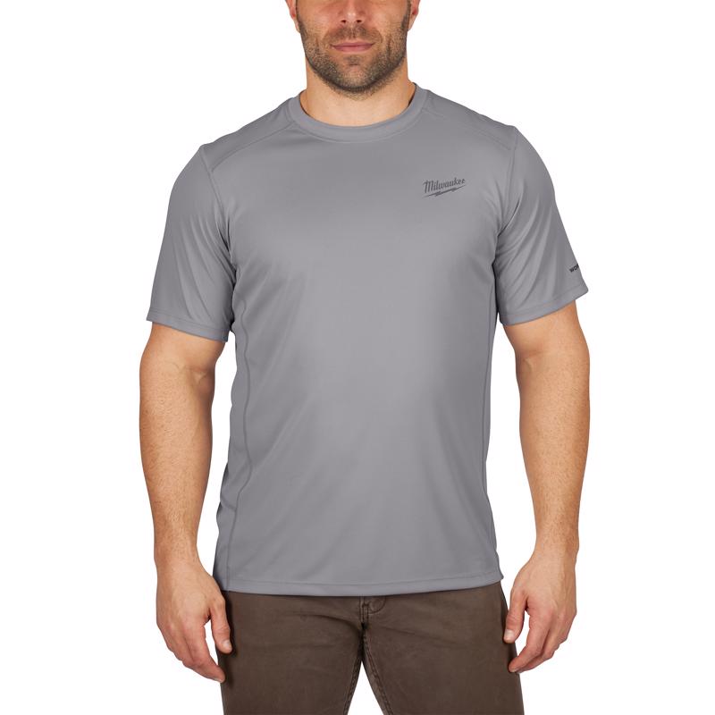 Milwaukee Workskin XXL Short Sleeve Men's Crew Neck Gray Lightweight Performance Tee Shirt